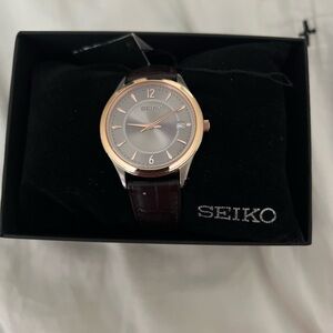 Seiko Silver and Brown Classic Watch